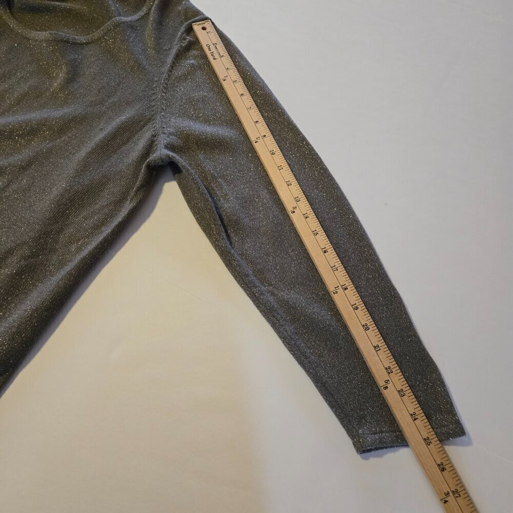 Avenue Gray Grey Long Sleeve Scoop Neck Metallic Sweater Plus Sz 22/24 - Picture 10 of 14